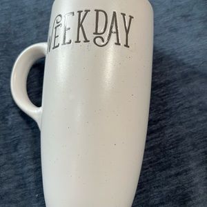 Weekday large tall ceramic mug white